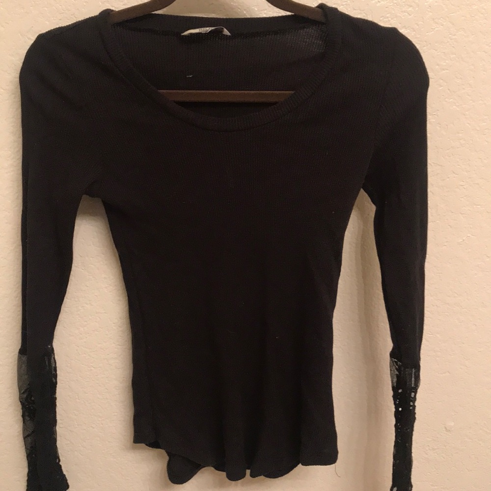 Black long sleeve shirt with lace